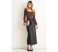 Gini London Black Satin Bias Cut Midi Skirt Black 8