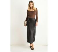 Gini London Black Satin Bias Cut Midi Skirt - Black - UK 14 / US 10 / EU 42