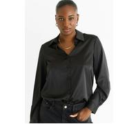 Gini London Black Satin Loose Fit Button Through Shirt - UK 14 / US 10 / EU 42