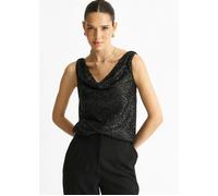 Gini London Black Sequin Cowl Neck Cami Top - UK 10 / US 6 / EU 38