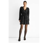 Gini London Black Sequin V Neck Belted Mini Dress Black 12
