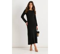 Gini London Black Slash Neck Knitted Fit And Flare Dress Black S/M
