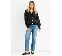 Gini London Black Spot Print Button Cardigan Look Jumper Black L/XL