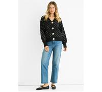 Gini London Black Spot Print Button Cardigan Look Jumper - S-M (UK 8-10/US 4-6/EU 36-38)