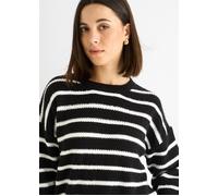 Gini London Black Stripe Chunky Knit Oversized Jumper Black S/M