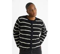 Gini London Black Stripe Military Crop Recycle Knit Cardigan Black S/M