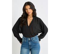 Gini London Black Textured Chiffon Oversized Blouse Black M/L