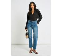 Gini London Black Textured Chiffon Oversized Blouse - L-XL (UK 14-16/US 10-12/EU 42-44)