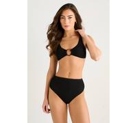 Gini London Black Textured High Waist Bikini Bottom Black