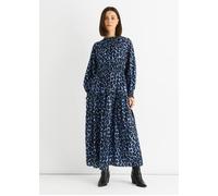 Gini London Blue Animal Print Shirred High Neck Maxi Dress Blue 12