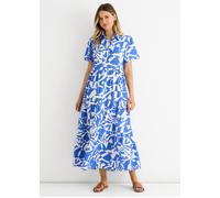 Gini London Blue Aztec Print Oversized Smock Maxi Dress Blue S/M