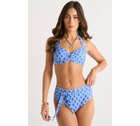 Gini London Blue Chain Print Tie Front Bikini Bottom Blue