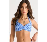 Gini London Blue Chain Print Twist Front Bikini Top Blue