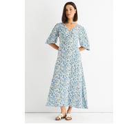 Gini London Blue Floral Print Viscose Midi Dress Blue