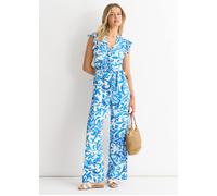 Gini London Blue Floral Ruffle Sleeeves Jumpsuit Blue 8