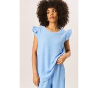 Gini London Blue Frill Sleeves Textured Oversized Top Blue M/L