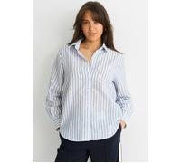 Gini London Blue Linen Oversized Stripe Shirt - L-XL (UK 14-16/US 10-12/EU 42-44)