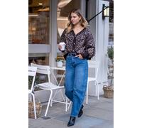 Gini London Blue Mid Rise Barrel Leg Jeans Blue