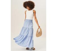 Gini London Blue Smocked Tiered Maxi Skirt - Blue - UK 14 / US 10 / EU 42