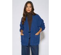 Gini London Blue Textured Button Detail Long Sleeves Cardigan Blue