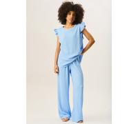 Gini London Blue Textured Elastic Waist Pull On Trousers - S-M (UK 8-10/US 4-6/EU 36-38)