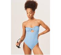 Gini London Blue Twist Front Textured Swimsuit Blue