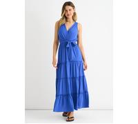 Gini London Blue Viscose Wrap Tiered Maxi Dress Blue 10