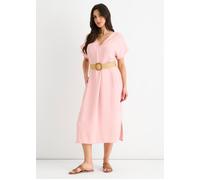 Gini London Blush Air Flow Belted Oversized Dress In Light Pink Light Pink