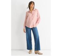 Gini London Women's Blush Stripe Viscose Oversized Shirt - Pink - Size: 12/14