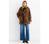 Gini London Brown Leopard Print Faux Fur Coat Jacket Brown