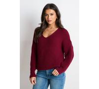 Gini London Burgundy Chunky Knit Oversized Jumper Burgundy L/XL