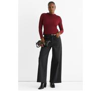 Gini London Burgundy High Neck Jersey Lace Long Sleeves Top Burgundy 8