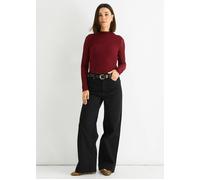 Gini London Burgundy High Neck Jersey Lace Long Sleeves Top - UK 16 / US 12 / EU 44