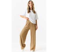 Gini London Camel Textured Elastic Waist Pull On Trousers Camel