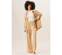 Gini London Camel Textured Pull On Wide Leg Trousers - L-XL (UK 14-16/US 10-12/EU 42-44)