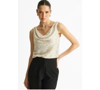 Gini London Champagne Sequin Cowl Neck Cami Top - UK 8 / US 4 / EU 36
