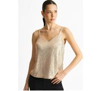 Gini London Champagne Sequin V Neck Cami Top - Champagne - M-L (UK 12-14/US 8-10/EU 40-42)