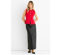 Gini London Cherry Red Button Front Compact Knit Waistcoat Red L/XL