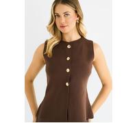 Gini London Chocolate Button Front Compact Knit Waistcoat - S-M (UK 8-10/US 4-6/EU 36-38)