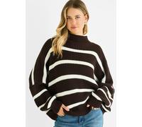 Gini London Chocolate Chunky Knit High Neck Jumper - M-L (UK 12-14/US 8-10/EU 40-42)