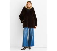 Gini London Chocolate Hooded Long Sleeve Faux Fur Jacket Chocolate S/M