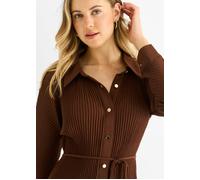 Gini London Chocolate Plisse Button Through Shirt - UK 8 / US 4 / EU 36