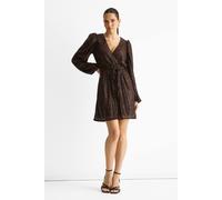 Gini London Chocolate Sequin V Neck Belted Mini Dress In Brown Brown