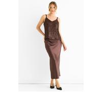 Gini London Chocolate Sequin V Neck Cami Top Chocolate