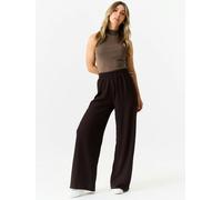 Gini London Chocolate Textured Elastic Waist Pull On Trousers - L-XL (UK 14-16/US 10-12/EU 42-44)