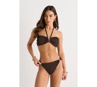 Gini London Chocolate Textured Hardware Trim Bikini Bottom Chocolate