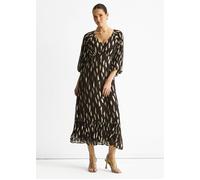 Gini London Chocolate Viscose Clipped Balloon Sleeve Maxi Dress - UK 12 / US 8 / EU 40