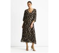 Gini London Chocolate Viscose Clipped Balloon Sleeve Maxi Dress - UK 14 / US 10 / EU 42