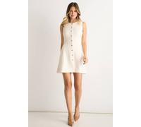 Gini London Cream Boucle Button Through Mini Dress Cream