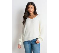 Gini London Cream Chunky Knit Oversized Jumper Cream S/M